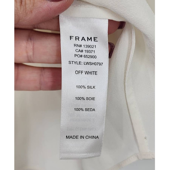 NWT‎ NEW FRAME Smocked Silk Sleeveless Mock Neck Top White XS - Picture 12 of 12